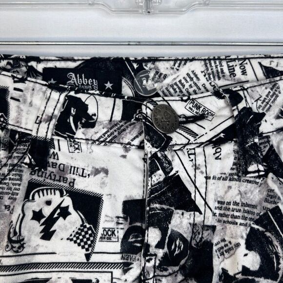 Abbey Dawn by Avril Lavigne Black White Newsprint Goth Punk Skinny Pants JRS 3 - Picture 6 of 12